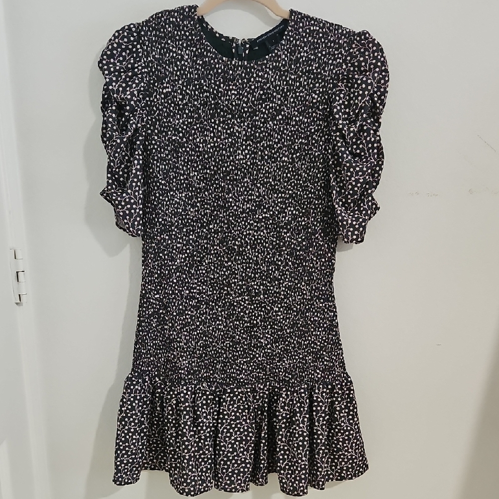 French Connection Black and White Long Sleeve Dress